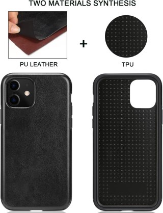 ETUI DO APPLE IPHONE 11 CZARNE IMITACJA SKÓRY WYSOKA OCHRONA WYTRZYMAŁE