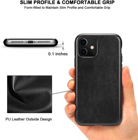 ETUI DO APPLE IPHONE 11 CZARNE IMITACJA SKÓRY WYSOKA OCHRONA WYTRZYMAŁE