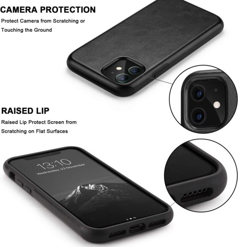 ETUI DO APPLE IPHONE 11 CZARNE IMITACJA SKÓRY WYSOKA OCHRONA WYTRZYMAŁE