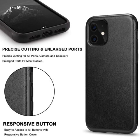 ETUI DO APPLE IPHONE 11 CZARNE IMITACJA SKÓRY WYSOKA OCHRONA WYTRZYMAŁE