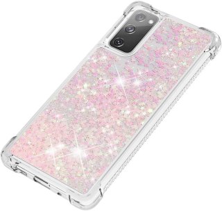 ETUI DO SAMSUNG GALAXY S21 FE 5G BEZBARWNE RÓŻOWE GWIAZDKI 2X SZKŁO