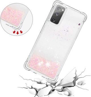 ETUI DO SAMSUNG GALAXY S21 FE 5G BEZBARWNE RÓŻOWE GWIAZDKI 2X SZKŁO