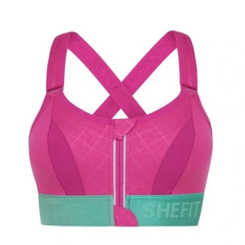STANIK SPORTOWY SHEFIT RÓŻOWY Z ZIELONYM MOCNE PODTRZYMANIE REGULOWANY 5XL STANIK SPORTOWY SHEFIT RÓŻOWY Z ZIELONYM MOCNE PODTRZYMANIE REGULOWANY 5XL