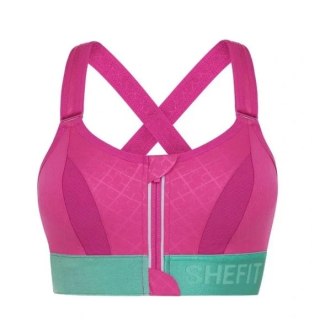 STANIK SPORTOWY SHEFIT RÓŻOWY Z ZIELONYM MOCNE PODTRZYMANIE REGULOWANY 6XL