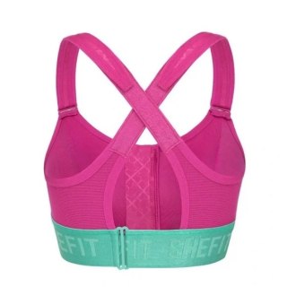 STANIK SPORTOWY SHEFIT RÓŻOWY Z ZIELONYM MOCNE PODTRZYMANIE REGULOWANY 6XL