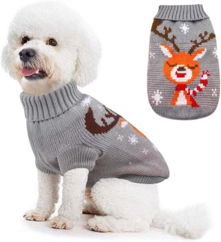 SWETER NA ZIME SWETEREK ŚWIĄTECZNY BLUZA UBRANKO DLA PSA KOTA SZARE 3XL