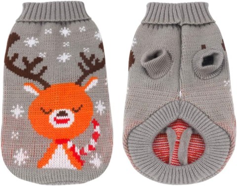 SWETER NA ZIME SWETEREK ŚWIĄTECZNY BLUZA UBRANKO DLA PSA KOTA SZARE 3XL