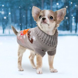 SWETER NA ZIME SWETEREK ŚWIĄTECZNY BLUZA UBRANKO DLA PSA KOTA SZARY M