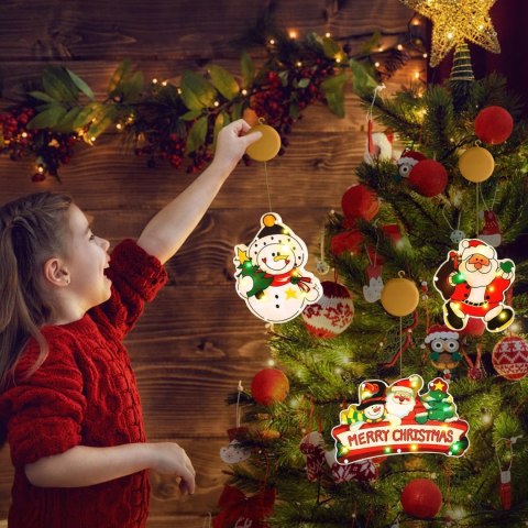 3x LAMPKA NA OKNO ŚWIĘTA BOŻEGO NARODZENIA KOLOROWE LED NA BATERIE