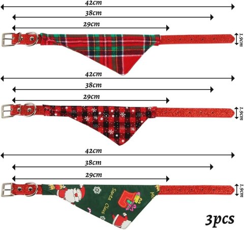3x OBROŻA BANDANA DLA PSA REGULOWANA ŚWIĄTECZNA BOŻE NARODZENIE CZERWONA