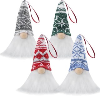 4x OZDOBA CHOINKOWA ZESTAW KRASNALE GNOMY KOLOROWE FIGURKA NA STÓŁ