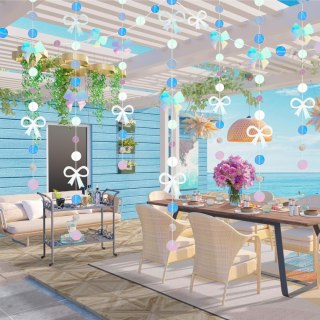 4m GIRLANDA KOKARDKI KOŁA WISZĄCA DEKORACJA ŚWIĄTECZNA HOLOGRAFICZNA