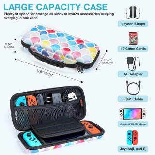 ETUI PRZENOŚNA TORBA NINTENDO SWITCH OLED KOLOROWE +KIESZEŃ NA KARTY DO GRY