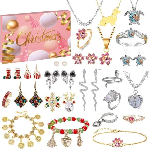 KALENDARZ ADWENTOWY CHARMS BIŻUTERIA MIX KOLCZYKI NASZYJNIKI PREZENT KALENDARZ ADWENTOWY CHARMS BIŻUTERIA MIX KOLCZYKI NASZYJNIKI PREZENT