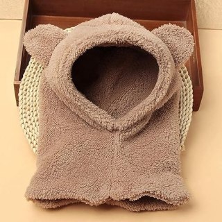 KOMINIARKA DZIECIĘCA BRĄZOWA NA ZIMIĘ CZAPKA DLA DZIECI Z USZKAMI MIŚ 3-5L