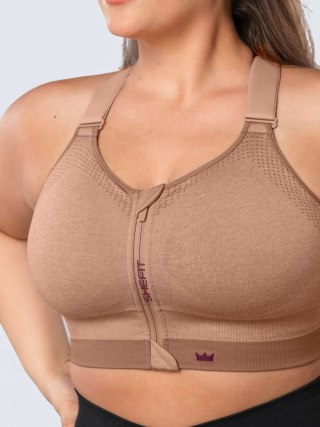STANIK SPORTOWY SHEFIT BEŻOWY NISKIE PODTRZYMANIE 4XL