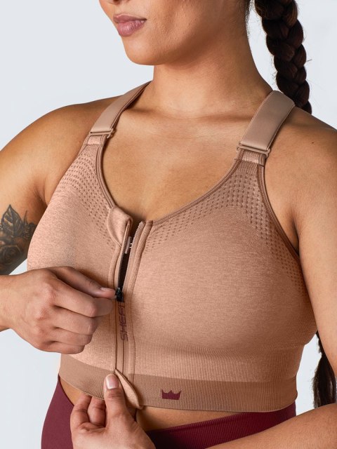 STANIK SPORTOWY SHEFIT BEŻOWY NISKIE PODTRZYMANIE 4XL