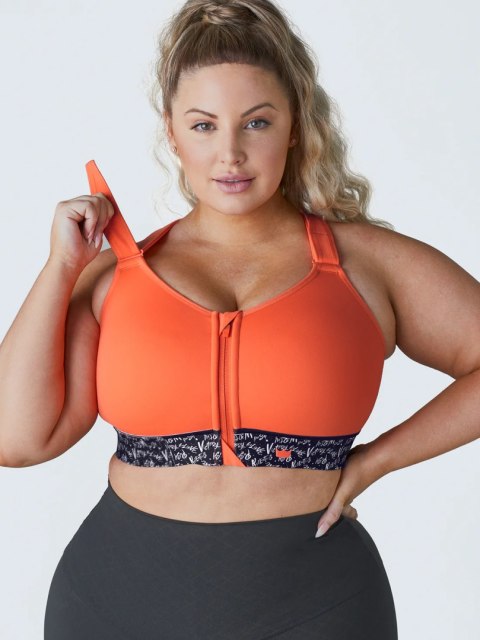 STANIK SPORTOWY SHEFIT POMARAŃCZOWY ŚREDNIE PODTRZYMANIE REGULOWANY 6XL