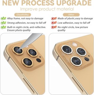 SZKŁO HARTOWANE NA APARAT APPLE IPHONE 13 PRO/ 13 PRO MAX ZŁOTE SOLIDNE