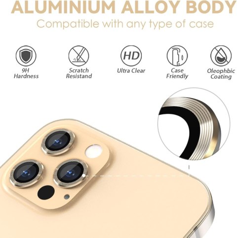 SZKŁO HARTOWANE NA APARAT APPLE IPHONE 13 PRO/ 13 PRO MAX ZŁOTE SOLIDNE SZKŁO HARTOWANE NA APARAT APPLE IPHONE 13 PRO/ 13 PRO MAX ZŁOTE SOLIDNE