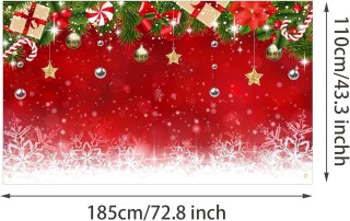 TŁO POLIESTROWE FOTOGRAFICZNE 185x110cm BOŻE NARODZENIE BOMBKI CZERWONE