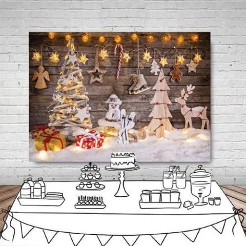 TŁO WINYLOWE FOTOGRAFICZNE 250x250cm BOŻE NARODZENIE DREWNO CHOINKA RENIFER TŁO WINYLOWE FOTOGRAFICZNE 250x250cm BOŻE NARODZENIE DREWNO CHOINKA RENIFER