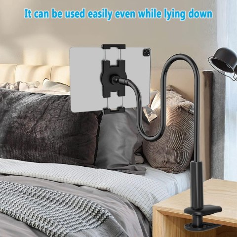UCHWYT NA BIURKO ALUMINIOWY CZARNY DO TELEFONU TABLETU 4-12,9" 360° UCHWYT NA BIURKO ALUMINIOWY CZARNY DO TELEFONU TABLETU 4-12,9" 360°