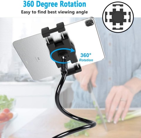 UCHWYT NA BIURKO ALUMINIOWY CZARNY DO TELEFONU TABLETU 4-12,9" 360° UCHWYT NA BIURKO ALUMINIOWY CZARNY DO TELEFONU TABLETU 4-12,9" 360°