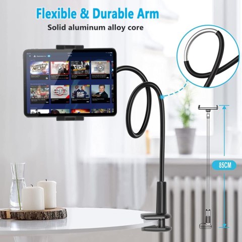 UCHWYT NA BIURKO ALUMINIOWY CZARNY DO TELEFONU TABLETU 4-12,9" 360° UCHWYT NA BIURKO ALUMINIOWY CZARNY DO TELEFONU TABLETU 4-12,9" 360°