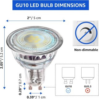 10x ŻARÓWKA LED GU10 PAR16 4,5W=50W 2700K 345lm CIEPŁA BIEL
