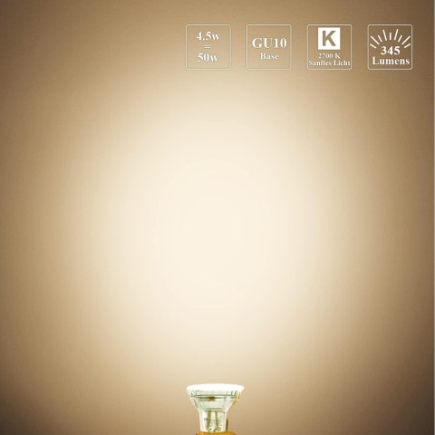 10x ŻARÓWKA LED GU10 PAR16 4,5W=50W 2700K 345lm CIEPŁA BIEL