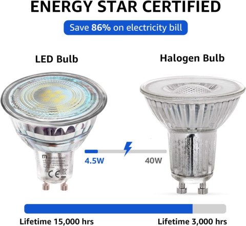 10x ŻARÓWKA LED GU10 PAR16 4,5W=50W 2700K 345lm CIEPŁA BIEL
