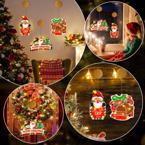 3x LAMPKA NA OKNO ŚWIĘTA BOŻEGO NARODZENIA KOLOROWE LED NA BATERIE 3x LAMPKA NA OKNO ŚWIĘTA BOŻEGO NARODZENIA KOLOROWE LED NA BATERIE