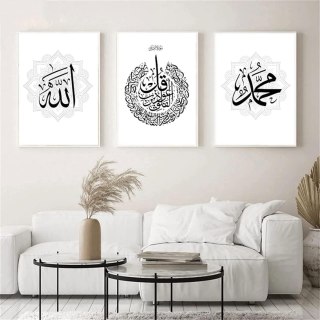 3x OBRAZ NA PŁÓTNIE PLAKAT GRAFIKA MUZUŁMAŃSKA KALIGRAFIA ARABSKA 40x60cm
