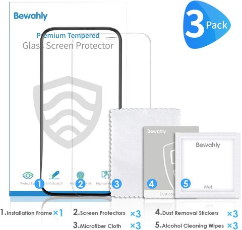 3X SZKŁO HARTOWANE APPLE IPHONE 12 PRO MAX WYSOKA OCHRONA ŁATWY MONTAŻ