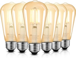 6x ŻARÓWKA E27 ST64 4W=25W EDISON VINTAGE 2500K 400lm CIEPŁA BIEL