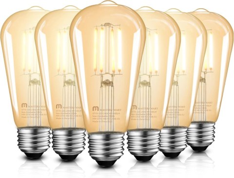 6x ŻARÓWKA E27 ST64 4W=25W EDISON VINTAGE 2500K 400lm CIEPŁA BIEL 6x ŻARÓWKA E27 ST64 4W=25W EDISON VINTAGE 2500K 400lm CIEPŁA BIEL