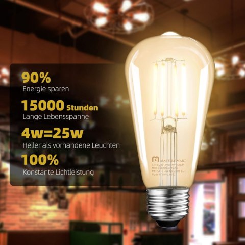 6x ŻARÓWKA E27 ST64 4W=25W EDISON VINTAGE 2500K 400lm CIEPŁA BIEL 6x ŻARÓWKA E27 ST64 4W=25W EDISON VINTAGE 2500K 400lm CIEPŁA BIEL