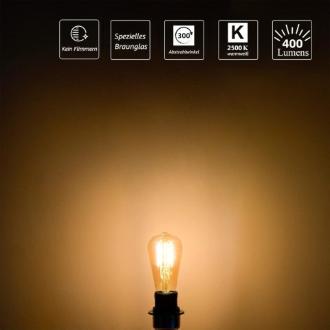 6x ŻARÓWKA E27 ST64 4W=25W EDISON VINTAGE 2500K 400lm CIEPŁA BIEL 6x ŻARÓWKA E27 ST64 4W=25W EDISON VINTAGE 2500K 400lm CIEPŁA BIEL