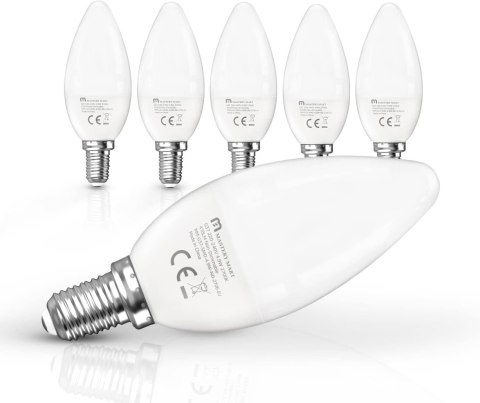6x ŻARÓWKA LED E14 C37 4,9W=40W ŚWIECZKA 2700K 470lm CIEPŁA BIEL