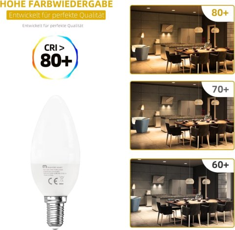 6x ŻARÓWKA LED E14 C37 4,9W=40W ŚWIECZKA 2700K 470lm CIEPŁA BIEL