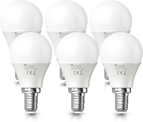6x ŻARÓWKA LED E14 G45 MLECZNA 4,9W=40W 2700K 470lm CIEPŁA BIEL KULKA