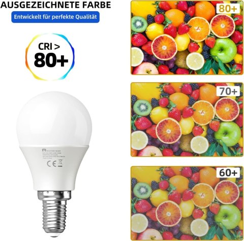 6x ŻARÓWKA LED E14 G45 MLECZNA 4,9W=40W 2700K 470lm CIEPŁA BIEL KULKA