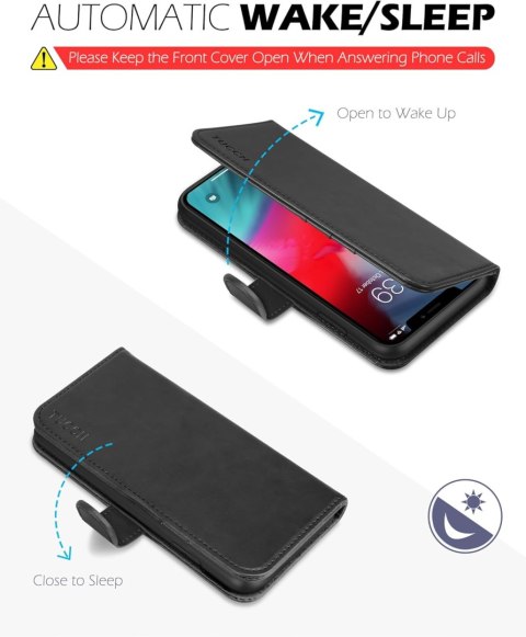 ETUI APPLE IPHONE XS MAX CZARNE ZAMYKANE Z KLAPKĄ MIEJSCE NA KARTY