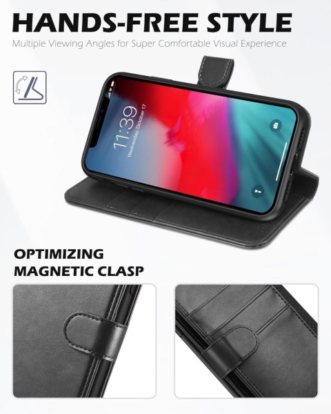 ETUI APPLE IPHONE XS MAX CZARNE ZAMYKANE Z KLAPKĄ MIEJSCE NA KARTY