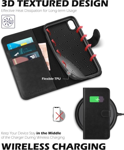 ETUI APPLE IPHONE XS MAX CZARNE ZAMYKANE Z KLAPKĄ MIEJSCE NA KARTY