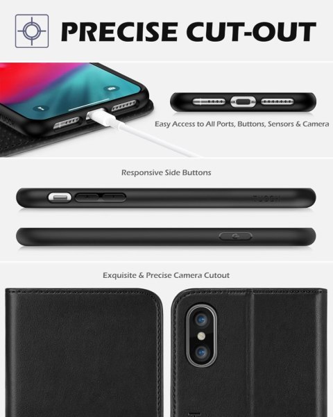 ETUI APPLE IPHONE XS MAX CZARNE ZAMYKANE Z KLAPKĄ MIEJSCE NA KARTY