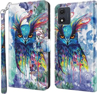 ETUI DO MOTOROLA MOTO E13 SOWA KOLOROWE ZAMYKANE Z KALPKĄ WYTRZYMAŁE