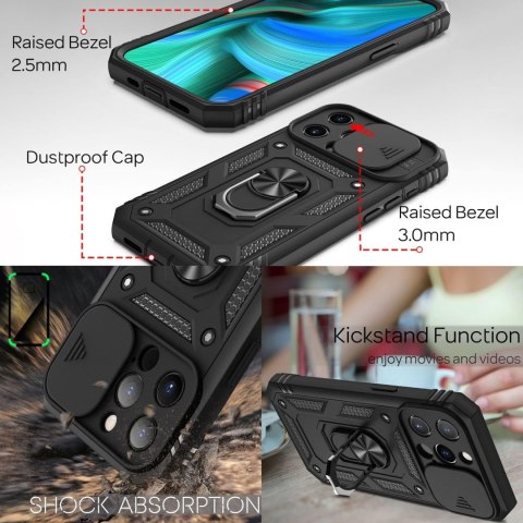 ETUI OCHRONNE APLLE IPHONE 13 PRO CZARNE OCHRONA APARATU PIERŚCIEŃ SOLIDNE
