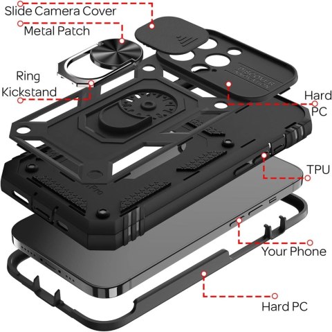 ETUI OCHRONNE APLLE IPHONE 13 PRO CZARNE OCHRONA APARATU PIERŚCIEŃ SOLIDNE